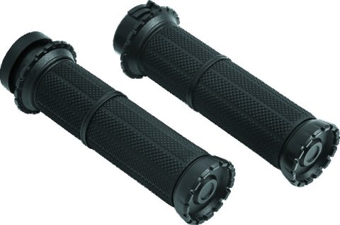 Kuryakyn Riot Grips 3582 Grips, Riot, Aluminum, Black, Twist Throttle Compatible, 1 in. Bar Diameter, Harley-Davidson®, Pair thumbnail 2