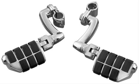 Kuryakyn Longhorn Offset Highway Pegs 4574 Foot Pegs, Highway, Dually ISO Style, Steel, Chrome, Pair