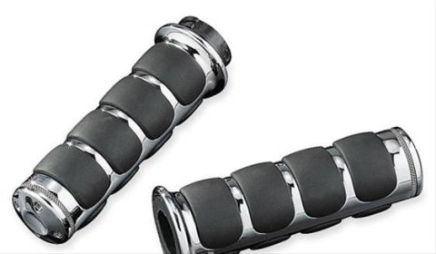 Kuryakyn ISO Grips 6227 Grips, Aluminum, Chrome, 125 mm. Length, 1 in. Bars, Pair