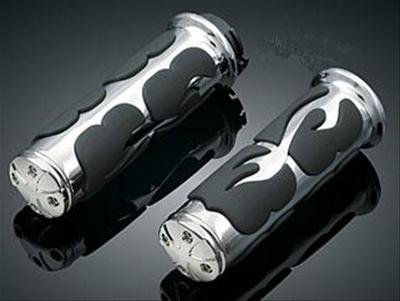 Kuryakyn ISO Flame Grips 6269 Grips, Aluminum, Chrome, 125 mm. Length, 1 in. Bars, Pair thumbnail 2