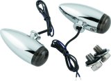 Kuryakyn Super-Bright Mini LED Bullet Lights 2500 LED, Bullet, 1.250 in. Diameter, 3.000 in. Length, Smoke Lens, Amber LED, Chrome, Pair thumbnail 2