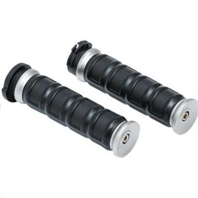 Kuryakyn Dillinger Grips 6672 Grips, Dillinger, Rubber/Aluminum, Silver, Twist Throttle Compatible, 1 in. Bar Diameter, Harley-Davidson®, Pair thumbnail 2
