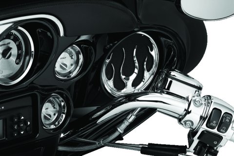 Kuryakyn Speaker Grilles 3788 Grilles, Flame Style, Plastic, Chrome, Harley-Davidson®, Pair thumbnail 2