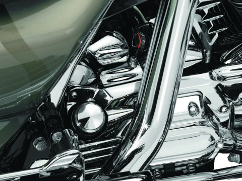 Kuryakyn Oil Filler Spout Covers 8264 Cover, Steel, Chrome, Hardware Included, Harley-Davidson®, Each thumbnail 3