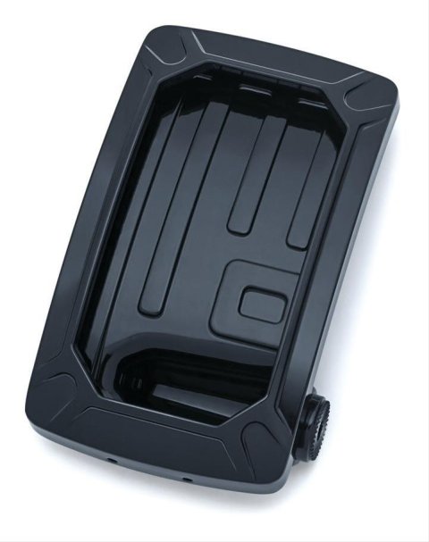 Kuryakyn Nova Curved Side-Mount License Plate Holders 3191 Mounting Bracket, Vertical Mount, Aluminum, Black Powdercoated, LED lighted, Universal, Each