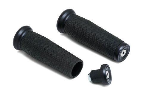 Kuryakyn Thresher Grips 5951 Grips, Thresher, Aluminum, Satin Black, 7/8 in. Bar, 5 in. Length, Universal, Pair