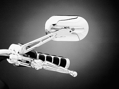 Kuryakyn Magnum Plus Mirrors 1412 Mirror, Plus, Custom, Oval, Flat, Manual, Chrome Housing, 5.500 in. Width, 3.000 in. Height, Each