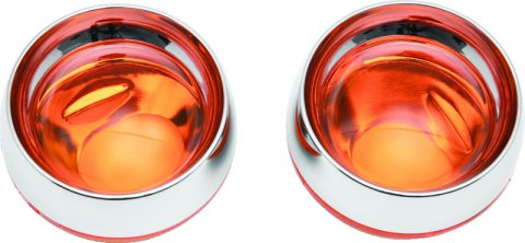 Kuryakyn Deep Dish Bezels 2268 Bezel, Dish, Steel Chrome, Amber Lens, Clear Bulb, Pair thumbnail 2
