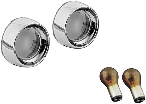 Kuryakyn Deep Dish Bezels 2268 Bezel, Dish, Steel Chrome, Amber Lens, Clear Bulb, Pair thumbnail 5