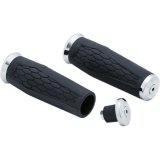 Kuryakyn Hex Grips 5928 Grips, Hex, Aluminum, Chrome, Twist Throttle Compatible, 7/8 in. Bar Diameter, Universal, Pair thumbnail 1