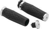 Kuryakyn Hex Grips 5920 Grips, Hex, Aluminum, Chrome, Twist Throttle Compatible, 1 in. Bar Diameter, Harley-Davidson®, Pair thumbnail 1