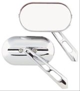 Kuryakyn Magnum Mirrors 1428 Mirrors, Magnum, Custom, Oval, Flat, Manual, Chrome Aluminum Housing, 5.000 in. Width, 2.625 in. Height, Pair thumbnail 1