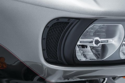 Kuryakyn Mesh Headlight Vent Accents 6519 Accent Vents, Aluminum/Steel, Satin Black, Adhesive Backed, Harley-Davidson®, Pair thumbnail 1