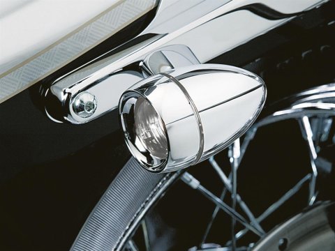 Kuryakyn Deep Dish Bezels 2109 Turn Signal Bezels, Dish, Steel, Chrome, Red Lens, Harley-Davidson®, Pair