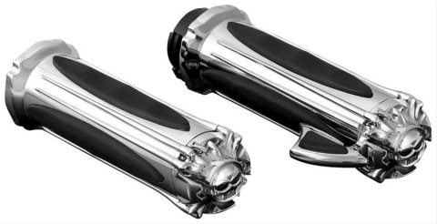 Kuryakyn Zombie Grips 6297 Grips, Zombie, Rubber/Aluminum, Chrome, 150mm Length, Twist Throttle Compatible, 1 in. Bar Diameter, Pair thumbnail 2