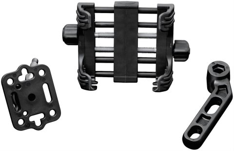 Kuryakyn Tech-Connect Device Mounting Systems 1676 Mobile Holder, System, Clamp Type, Composite, Black, Kit