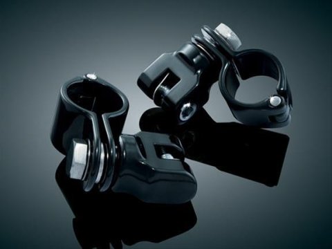 Kuryakyn Peg Mount with Magnum Quick Clamps 7572 Foot Mounts, Steel, Black, Clamps, Pair