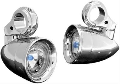 Kuryakyn Engine Guard Mounted Driving Lights 5019 Lights, Clear, Bullet, Chrome, Steel, Pair