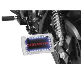Kuryakyn Nova Curved Side-Mount License Plate Holders 3192 Mounting Bracket, Horizontal Mount, Aluminum, Chrome Plated, LED lighted, Universal, Each thumbnail 1