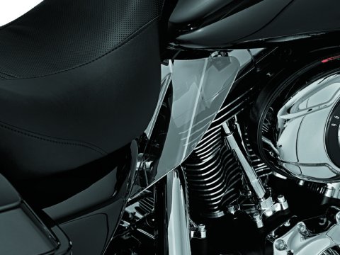 Kuryakyn Saddle Shields Heat Deflectors 1196 Engine Shields, Deflectors, Seat Front Edge Location, Reflective Smoke, Harley-Davidson®, Pair thumbnail 2
