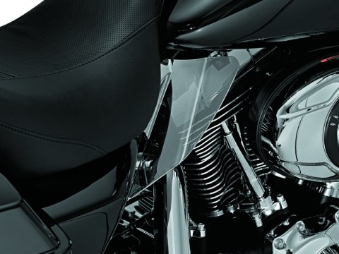 Kuryakyn Saddle Shields Heat Deflectors 1196 Engine Shields, Deflectors, Seat Front Edge Location, Reflective Smoke, Harley-Davidson®, Pair thumbnail 3