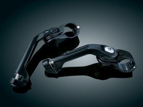 Kuryakyn Adjustable Tour-Tech Long Cruise Mounts 7575 Foot Peg Mounts, Mounts, Adjustable, Steel, Black, Pair