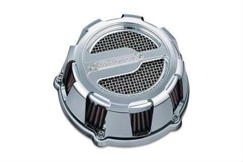 Kuryakyn Crusher Maverick Air Cleaners 9886 Cleaner, Maverick, Round, Aluminum, Chrome, Red Cotton Gauze Filter, Each