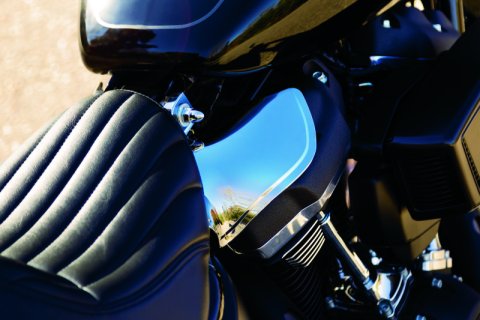 Kuryakyn Saddle Shields Heat Deflectors 5789 Engine Shields, Deflectors, Seat Front Edge Location, Reflective Smoke, Harley-Davidson®, Pair thumbnail 3