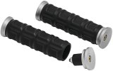 Kuryakyn Dillinger Grips 6678 Grips, Dillinger, Rubber/Aluminum, Silver, Twist Throttle Compatible, 7/8 in. Bar Diameter, Universal, Pair thumbnail 1