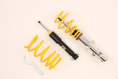 KW Variant 1 Coilover Kits 10267007 Kits, 1, 1.4 - 2.5 in. Lowered Front, 1.5 in. Lowered Rear, Natural/Purple Shocks, Yellow Springs, Volvo, Kit thumbnail 2