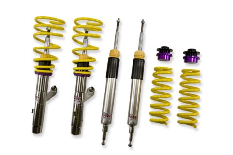 KW Variant 2 Coilover Kits 15220039 Kits, 2, 1.4 - 2.5 in. Lowered Front, 1.4 - 2.1 in. Lowered Rear, Natural/Yellow Shocks, Yellow Powdercoated Springs, BMW, Kit thumbnail 2