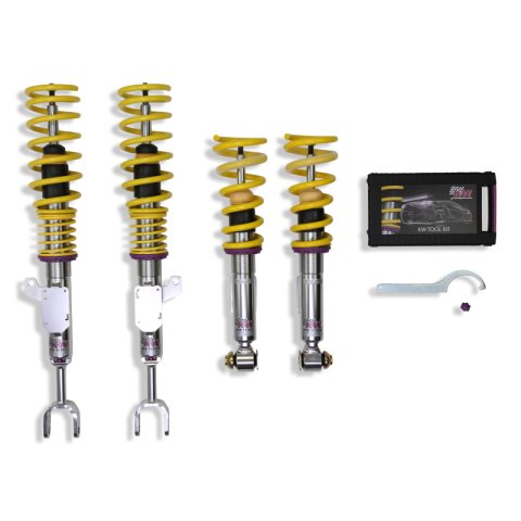 KW Variant 3 Coilover Kits 3522000C Kits, 3, 0.6 - 1.8 in. Lowered Front, 0.4 - 1.6 in. Lowered Rear, Shocks, Yellow Powdercoated Springs, BMW, Kit thumbnail 3