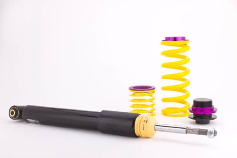KW Variant 1 Coilover Kits 10220083 Kits, 1, 0.4 - 1.5 in. Lowered Front, 0.2 - 1.4 in. Lowered Rear, Natural/Purple Shocks, Yellow Springs, BMW, Kit thumbnail 4