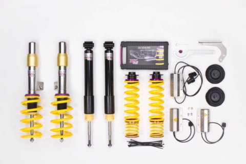 KW Variant 1 Coilover Kits 10220083 Kits, 1, 0.4 - 1.5 in. Lowered Front, 0.2 - 1.4 in. Lowered Rear, Natural/Purple Shocks, Yellow Springs, BMW, Kit thumbnail 5