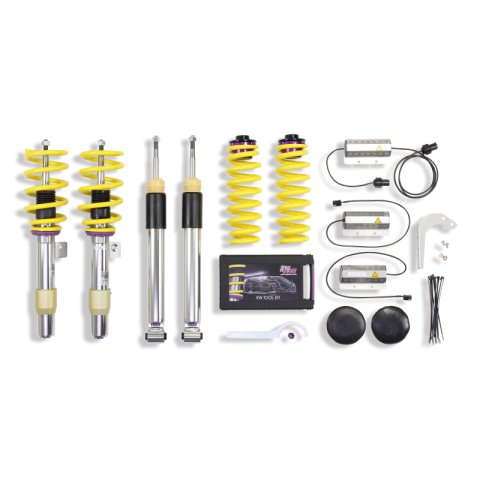 KW Variant 3 Coilover Kits 35220083 Kits, 3, 0.4 - 1.5 in. Lowered Front, 0.2 - 1.4 in. Lowered Rear, Shocks, Yellow Powdercoated Springs, BMW, Kit thumbnail 2