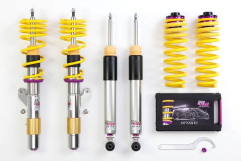 KW Variant 3 Coilover Kits 3522000D Kits, 3, 1.6 - 2.5 in. Lowered Front, 1.2 - 2.4 in. Lowered Rear, Shocks, Yellow Powdercoated Springs, BMW, Kit thumbnail 5