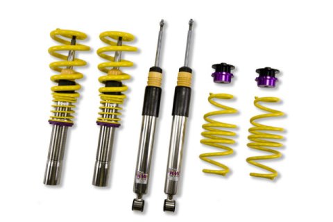 KW Variant 2 Coilover Kits 15210075 Kits, 2, 0.8 - 1.5 in. Lowered Front, 0.4 - 1.5 in. Lowered Rear, Natural/Yellow Shocks, Yellow Springs, Audi, Kit thumbnail 4