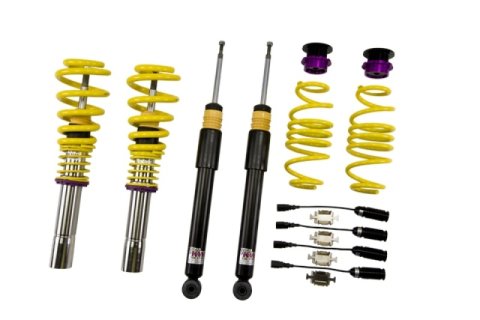 KW Variant 1 Coilover Kits 10210097 Kits, 1, 0.8 - 1.5 in. Lowered Front, 0.4 - 1.5 in. Lowered Rear, Natural/Purple Shocks, Yellow Springs, Audi, Kit thumbnail 2