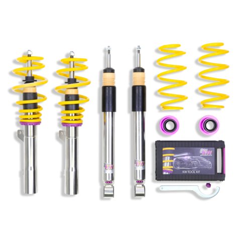 KW Variant 3 Coilover Kits for 2006-2013 A3, 2005-2014 JETTA - 35210040 Kits, 3, 1.4 2.6 in. Lowered Front and Rear, Shocks, Yellow Powdercoated Springs, Audi, Kit thumbnail 2