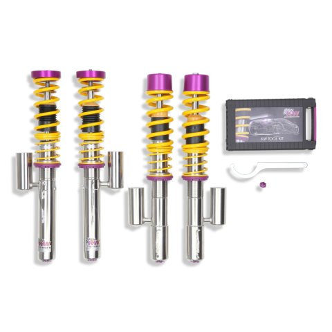 KW Variant 3 Coilover Kits 35271016 Kits, 3, 1.2 - 2.1 in. Lowered Front, 0.8 - 1.5 in. Lowered Rear, Shocks, Yellow Powdercoated Springs, Porsche, Kit thumbnail 2