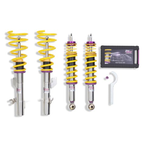 KW Variant 3 Coilover Kits 35220096 Kits, 3, 1.0 - 2.4 in. Lowered Front, 1.0 - 2.0 in. Lowered Rear, Shocks, Yellow Powdercoated Springs, MINI, Kit thumbnail 3