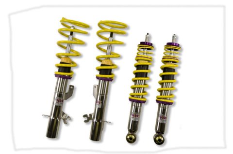 KW Variant 3 Coilover Kits 35220096 Kits, 3, 1.0 - 2.4 in. Lowered Front, 1.0 - 2.0 in. Lowered Rear, Shocks, Yellow Powdercoated Springs, MINI, Kit thumbnail 5
