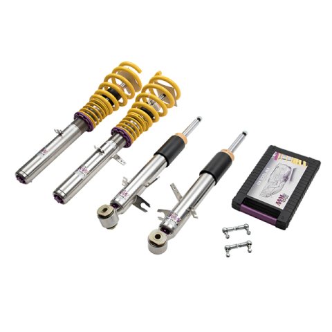 KW Variant 3 Coilover Kits 352200AL Kits, 3, 1.0 - 2.2 in. Lowered Front, 0.6 - 1.8 in. Lowered Rear, Shocks, Yellow Powdercoated Springs, BMW, Kit thumbnail 2