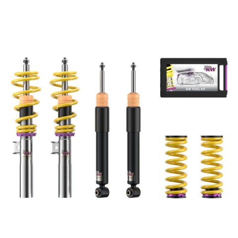 KW Variant 1 Coilover Kits 10227002 Kits, 1, 1.5 - 2.7 in. Lowered Front, 1.2 - 2.0 in. Lowered Rear, Natural/Purple Shocks, Yellow Powdercoated Springs, Chrysler, Kit thumbnail 5