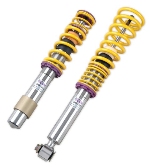 KW Variant 2 Coilover Kits 15220005 Kits, 2, 0.9 - 2.1 in. Lowered Front and Rear, Natural/Yellow Shocks, Yellow Powdercoated Springs, BMW, Kit thumbnail 2