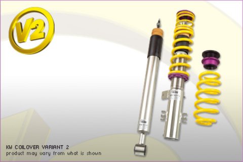 KW Variant 2 Coilover Kits 15220005 Kits, 2, 0.9 - 2.1 in. Lowered Front and Rear, Natural/Yellow Shocks, Yellow Powdercoated Springs, BMW, Kit thumbnail 7