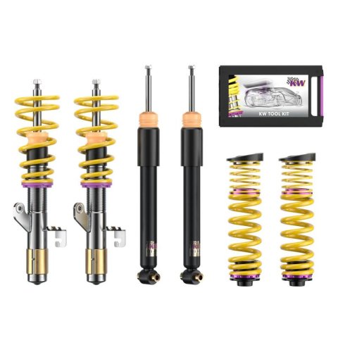 KW Variant 1 Coilover Kits 1022000G Kits, 1, 0.4 - 1.4 in. Lowered Front, 0.2 - 1.4 in. Lowered Rear, Natural/Purple Shocks, Yellow Springs, BMW, Kit thumbnail 1