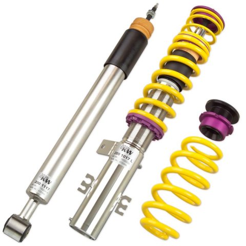 KW Variant 2 Coilover Kits 15210097 Kits, 2, 0.4 - 1.5 in. Lowered Front, 0.8 - 1.5 in. Lowered Rear, Natural/Yellow Shocks, Yellow Springs, Audi, Kit thumbnail 4