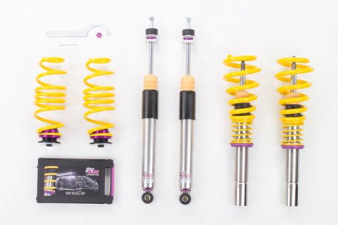 KW Variant 3 Coilover Kits 35210078 Kits, 3, 0.8 - 1.5 in. Lowered Front, 0.4 - 1.5 in. Lowered Rear, Shocks, Yellow Powdercoated Springs, Audi, Kit thumbnail 5