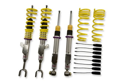 KW Variant 2 Coilover Kits 15220090 Kits, 2, 1.0 - 2.2 in. Lowered Front, 0.8 - 2.0 in. Lowered Rear, Natural/Yellow Shocks, Yellow Springs, BMW, Kit thumbnail 3